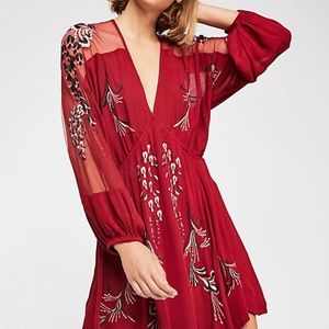 Bonjour Embroidered Mini Dress Free People Small